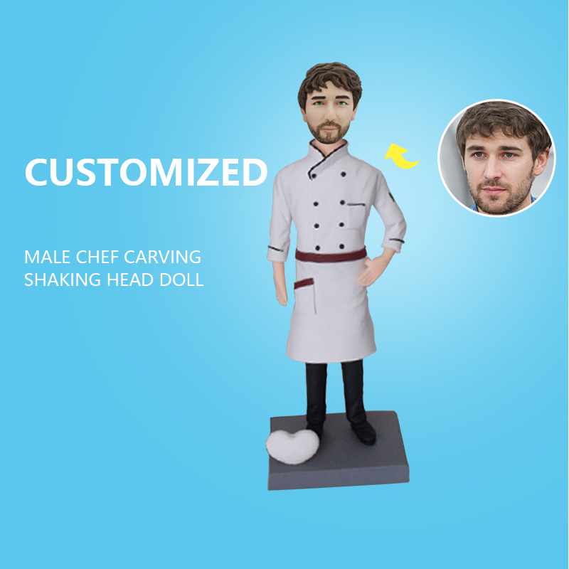 Customized Male Chef Carving Shaking Head Doll